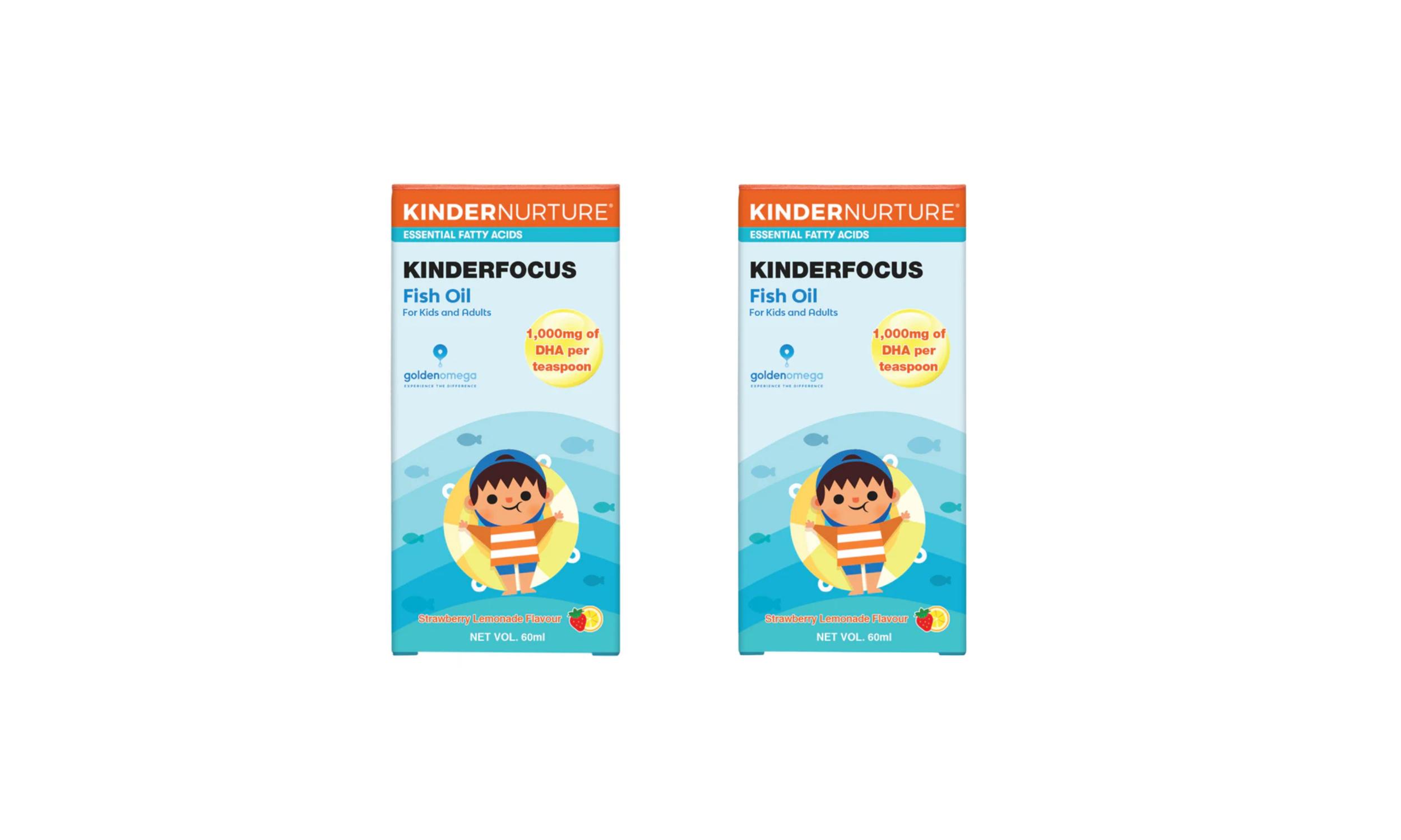 (Bundle of 2) KinderNurture KinderFocus Fish Oil 60ml - Strawberry Lemonade Expiry: Dec-2026